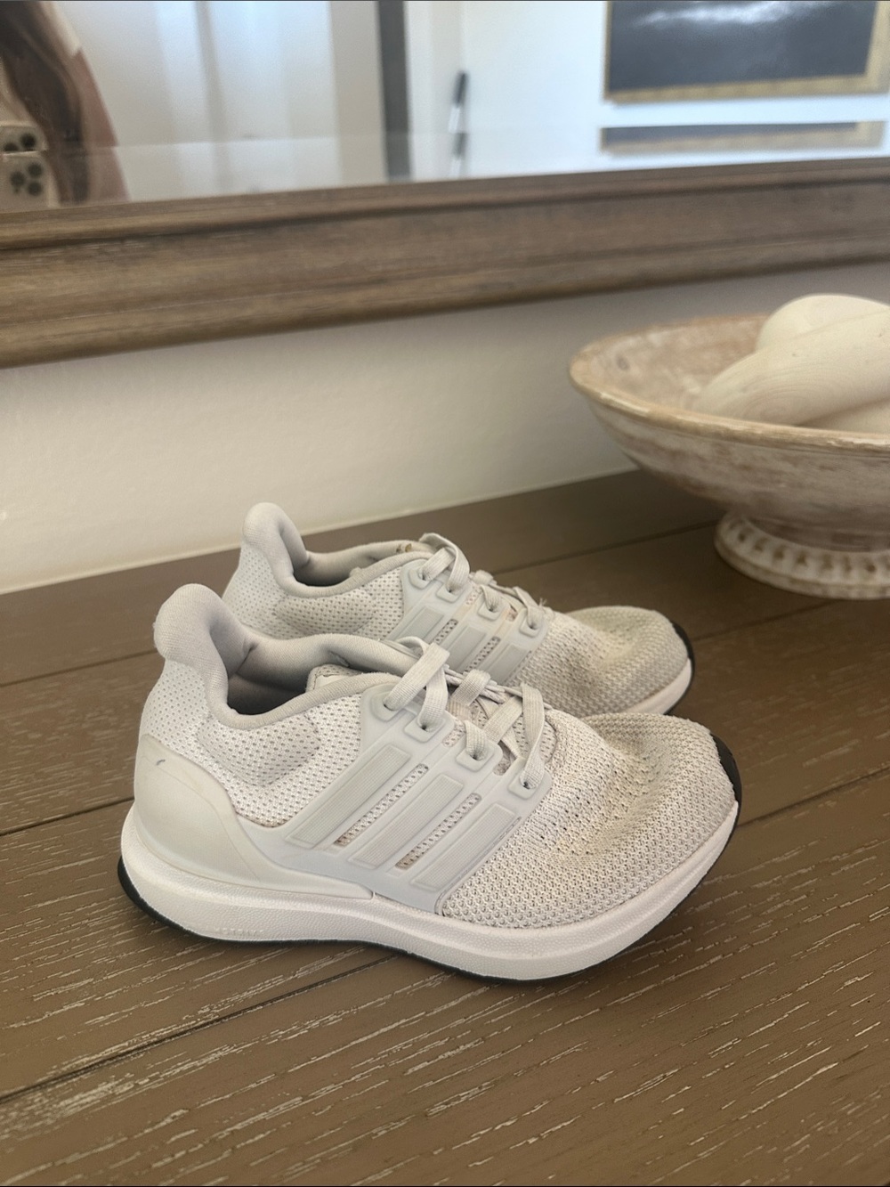 adidas Kids White Mesh Lace-Up Sneakers